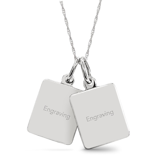 Photo and Name Engravable Double Charm Necklace in Sterling Silver - 18"