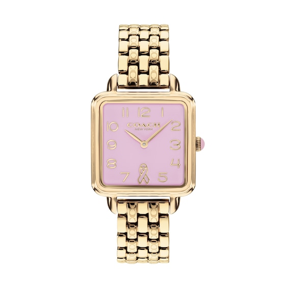 Ladies Coach Cass GoldTone IP Stainless Steel Watch with Pink Dial Model 14504692