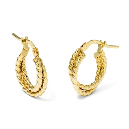 14mm Rope Twist Hoops in 10K Gold