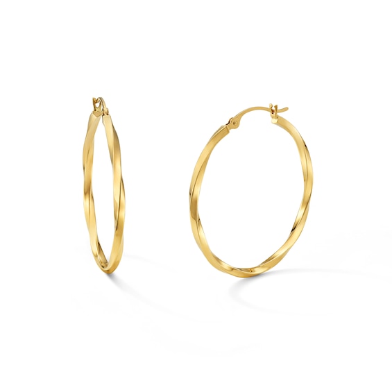 30.0mm Twist Hoops in Hollow 10K Gold