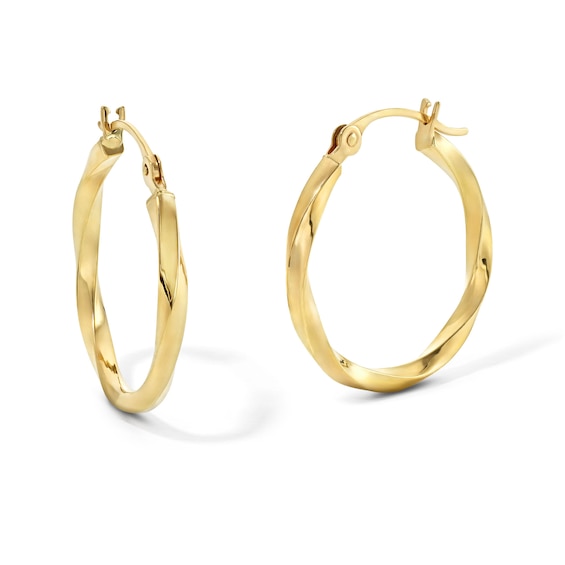 18mm Twisted Hoops in Hollow 10K Gold