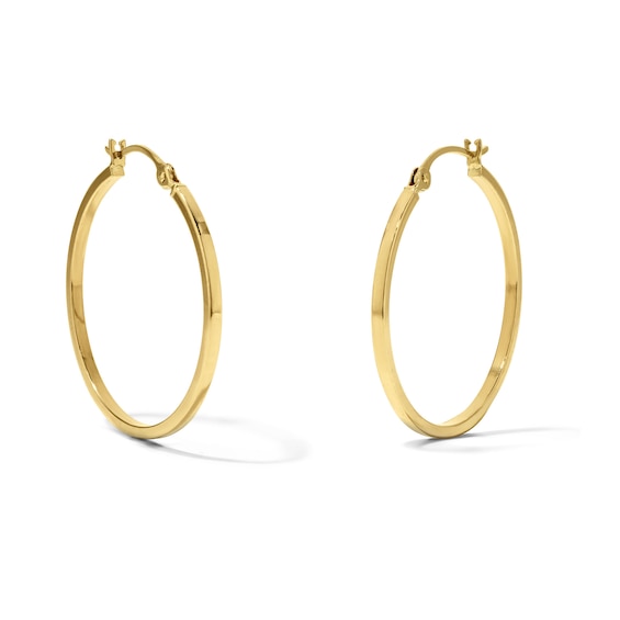 25.0mm Square Tube Hoops in Hollow 10K Gold