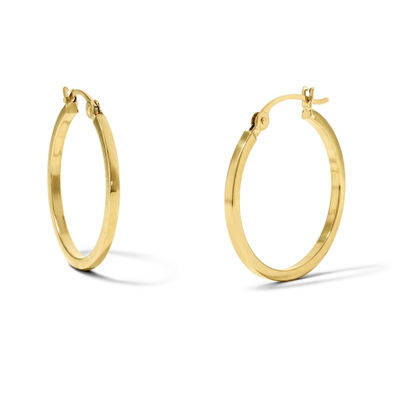 20.0mm Square Tube Hoops in Hollow 10K Gold