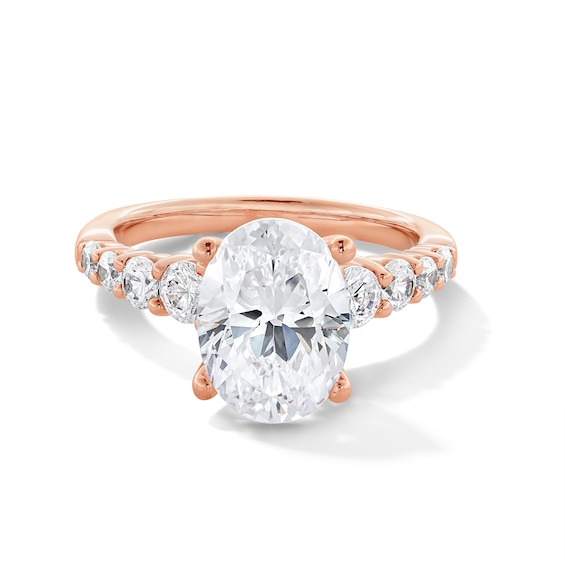 Classic Harmony 3-3/4 CT. T.W. Certified Oval Lab-Grown Diamond Engagement Ring in 14K Rose Gold (I/SI2)