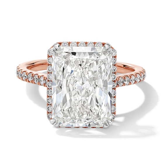 6-1/2 CT. T.w. Certified Radiant-Cut Lab-Grown Diamond Frame Engagement Ring in 14K Rose Gold (F/Vs2)