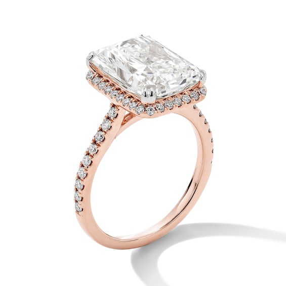 6-1/2 CT. T.w. Certified Radiant-Cut Lab-Grown Diamond Frame Engagement Ring in 14K Rose Gold (F/Vs2)