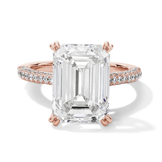 8-3/4 CT. T.w. Certified Emerald-Cut Lab-Grown Diamond Engagement Ring in 14K Rose Gold (F/Vs2)