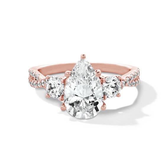 Classic Symphony 2-3/4 CT. T.w. Certified Pear-Shaped Lab-Grown Diamond Engagement Ring in 14K Rose Gold (F/Si2)