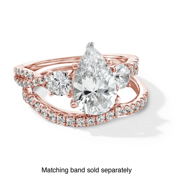 Classic Symphony 2-3/4 CT. T.w. Certified Pear-Shaped Lab-Grown Diamond Engagement Ring in 14K Rose Gold (F/Si2)