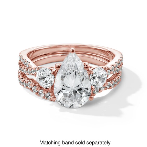 Classic Symphony 2-3/4 CT. T.w. Certified Pear-Shaped Lab-Grown Diamond Engagement Ring in 14K Rose Gold (F/Si2)