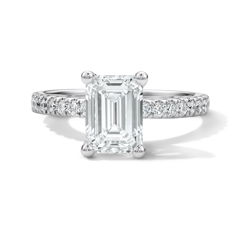 Main Image 1 of Classic Heirloom 2-1/4 CT. T.W. Certified Emerald-Cut Lab-Grown Diamond Engagement Ring in Platinum (F/VS2)