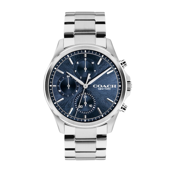 Men's Coach Oliver Stainless Steel Chronograph Watch with Navy Blue Dial (14602776)