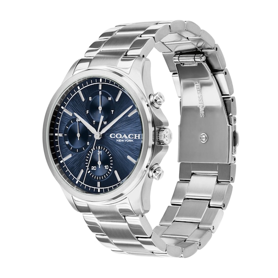 Men's Coach Oliver Stainless Steel Chronograph Watch with Navy Blue Dial (14602776)