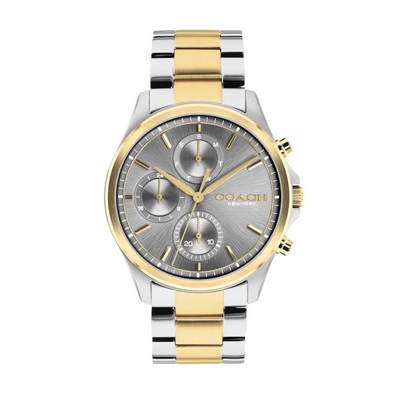 Men's Coach Oliver Two-Tone Stainless Steel Chronograph Watch with Gray Dial (14602777)
