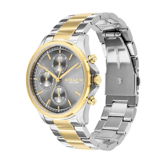 Men's Coach Oliver Two-Tone Stainless Steel Chronograph Watch with Gray Dial (14602777)