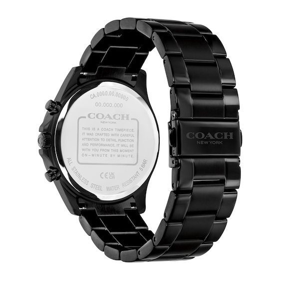 Men's Coach Oliver Black IP Stainless Steel Chronograph Watch with Black Dial (14602778)