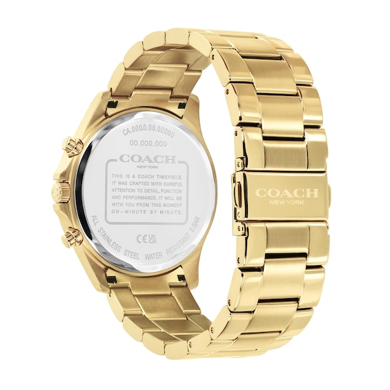 Men's Coach Oliver Gold-Tone Stainless Steel Chronograph Watch with Green Dial (Model: 14602779)