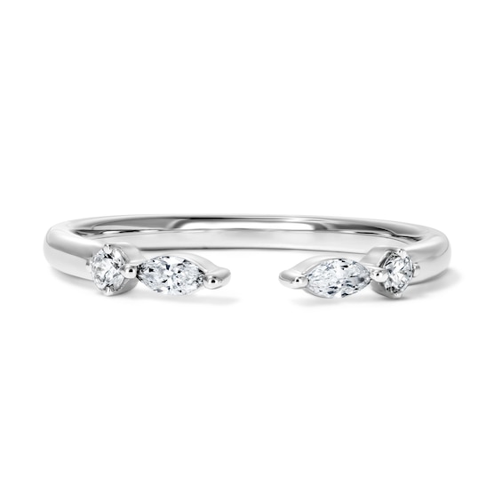 1/5 CT. T.w. Certified Marquise-Cut Lab-Grown Diamond Open Ring in 10K White Gold (F/Vs2)