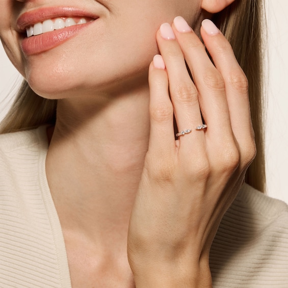 1/5 CT. T.w. Certified Marquise-Cut Lab-Grown Diamond Open Ring in 10K White Gold (F/Vs2)