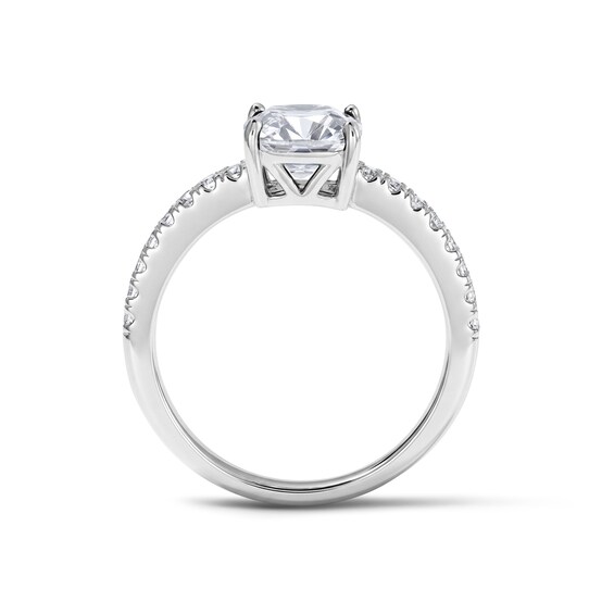 Cushion-Cut White Lab-Created Sapphire Necklace, Stud Earrings, and Ring Set in Sterling Silver