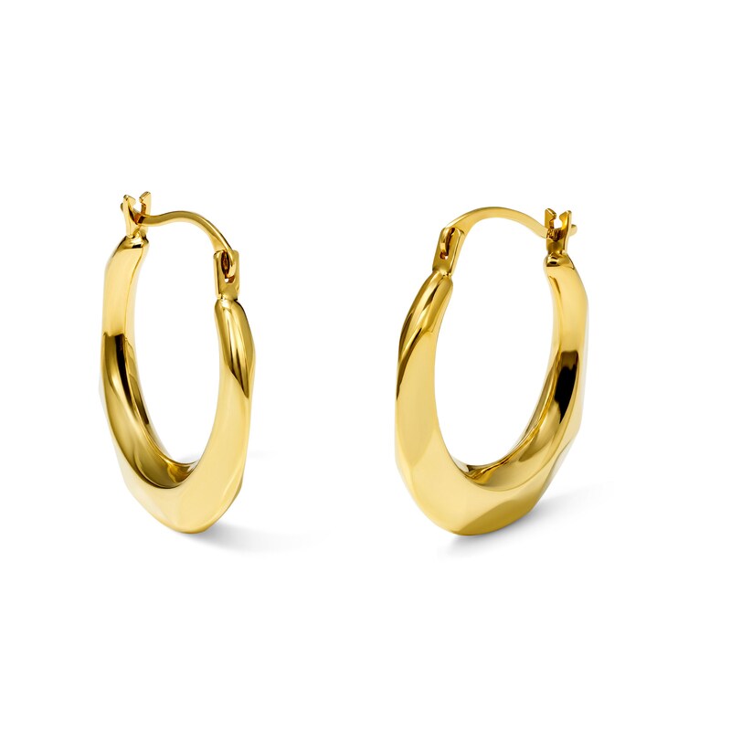 Main Image 1 of 19mm Faceted Hoops in 10K Gold