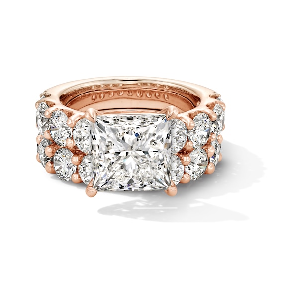 Grand Opulence 10 CT. T.w. Certified Princess-Cut Lab-Grown Diamond Bridal Set in 14K Rose Gold (F/Vs2)