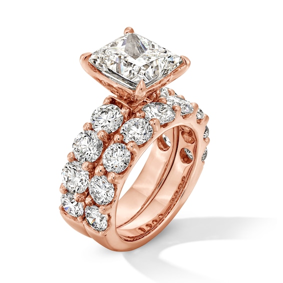 Grand Opulence 10 CT. T.w. Certified Princess-Cut Lab-Grown Diamond Bridal Set in 14K Rose Gold (F/Vs2)
