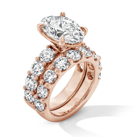 Grand Opulence 10 CT. T.w. Certified Oval Lab-Grown Diamond Bridal Set in 14K Rose Gold (F/Vs2)