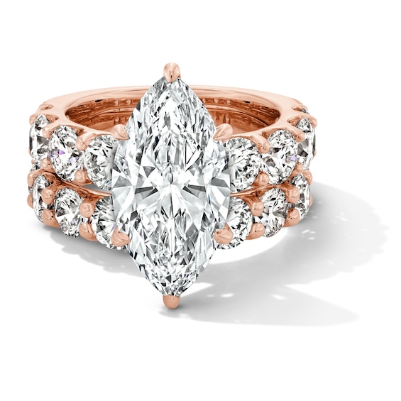 Grand Opulence 10 CT. T.w. Certified Marquise-Cut Lab-Grown Diamond Bridal Set in 14K Rose Gold (F/Vs2)
