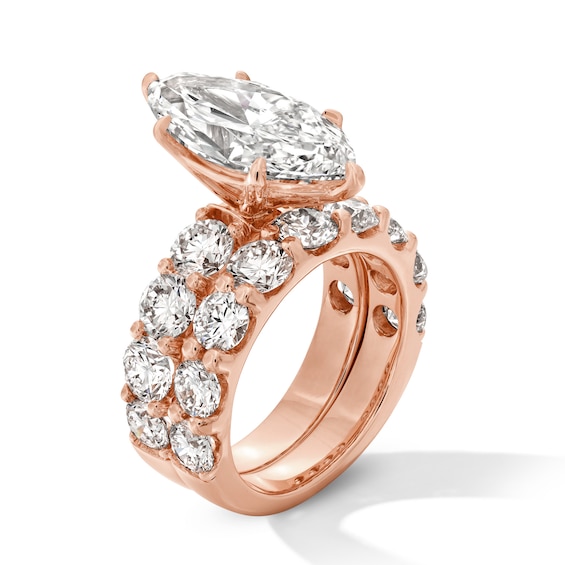 Grand Opulence 10 CT. T.w. Certified Marquise-Cut Lab-Grown Diamond Bridal Set in 14K Rose Gold (F/Vs2)