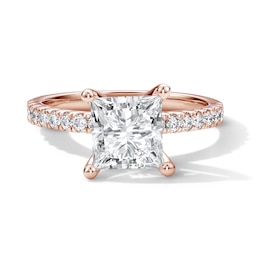 Classic Heirloom 2-1/4 CT. T.W. Certified Princess-Cut Lab-Grown Diamond Engagement Ring in 14K Rose Gold (F/VS2)