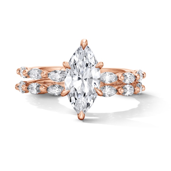 2-1/2 CT. T.w. Certified Marquise-Cut Lab-Grown Diamond Bridal Set in 14K Rose Gold (F/Vs2)
