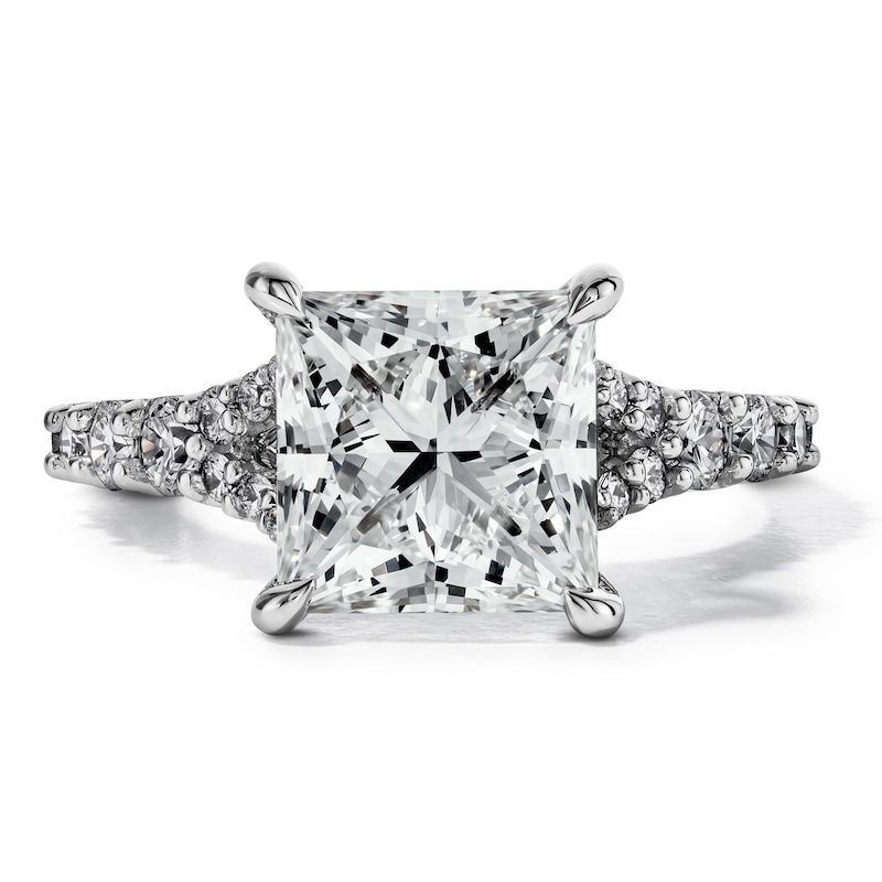 Main Image 1 of Classic Duet 4-1/4 CT. T.W. Certified Princess-Cut Lab-Grown Diamond Ring in 14K White Gold (F/VS2)