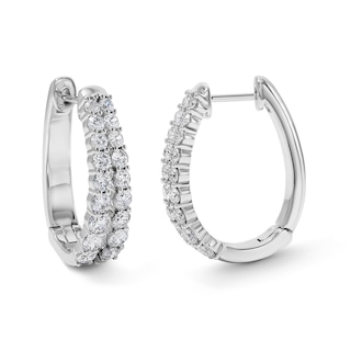 2 CT. T.W. Lab-Grown Diamond Two-Row Hoops in Sterling Silver (F/VS2)