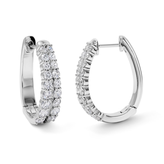 2 CT. T.W. Lab-Grown Diamond Two-Row Hoops in Sterling Silver (F/VS2)