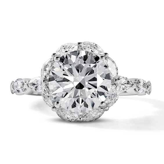 Romantic Petal 4 CT. T.W. Certified Lab-Grown Diamond Frame Engagement Ring in 14K White Gold (F/VS2)