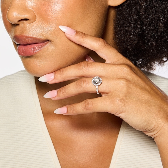 Romantic Petal 4 CT. T.w. Certified Lab-Grown Diamond Frame Engagement Ring in 14K White Gold (F/Vs2)