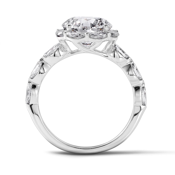 Romantic Petal 4 CT. T.w. Certified Lab-Grown Diamond Frame Engagement Ring in 14K White Gold (F/Vs2)