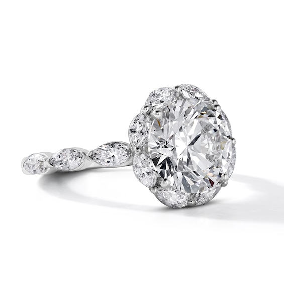 Romantic Petal 4 CT. T.w. Certified Lab-Grown Diamond Frame Engagement Ring in 14K White Gold (F/Vs2)