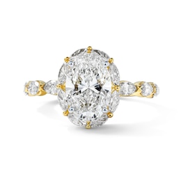 Romantic Petal 3 CT. T.W. Certified Oval Lab-Grown Diamond Frame Engagement Ring in 14K Gold (F/VS2)