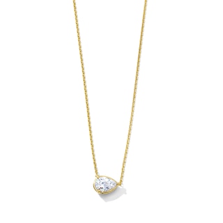 1/2 CT. T.W. Certified Pear-Shaped Lab-Grown Diamond East-West Solitaire Necklace in 10K Gold (F/VS2) - 18"