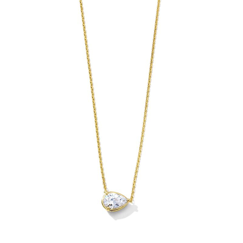 Main Image 1 of 1/2 CT. T.W. Certified Pear-Shaped Lab-Grown Diamond East-West Solitaire Necklace in 10K Gold (F/VS2) - 18"