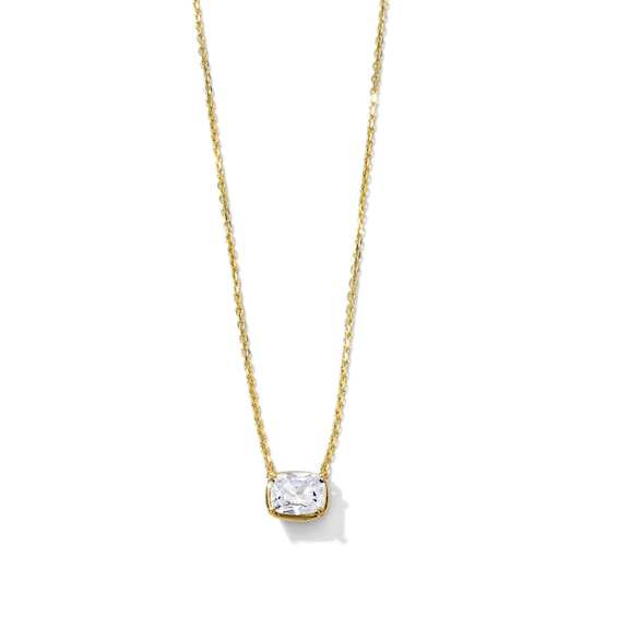 1/2 CT. T.W. Certified Cushion-Cut Lab-Grown Diamond East-West Solitaire Necklace in 10K Gold (F/VS2) - 18"