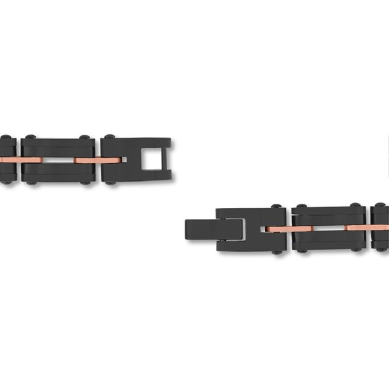 Two-Tone Link Bracelet in Black and Rose Ion-Plated Stainless Steel - 8.5"
