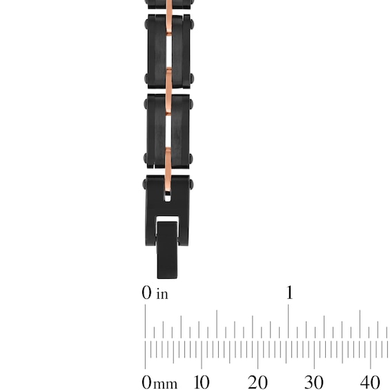 Two-Tone Link Bracelet in Black and Rose Ion-Plated Stainless Steel - 8.5"