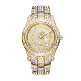 Men's JBW® Jet Setter GMT 18K Gold-Plated Stainless Steel Watch with Gold-Tone Dial (Model: J6412A)