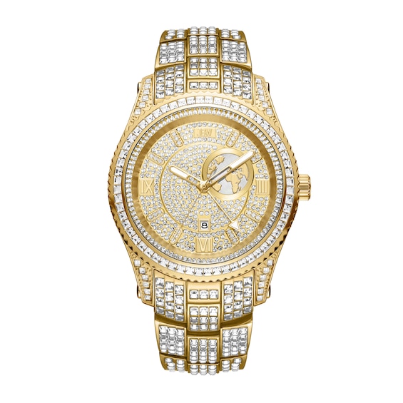 Men's Jbw® Jet Setter GMT 18K Gold-Plated Stainless Steel Watch with Gold-Tone Dial (Model: J6412A)