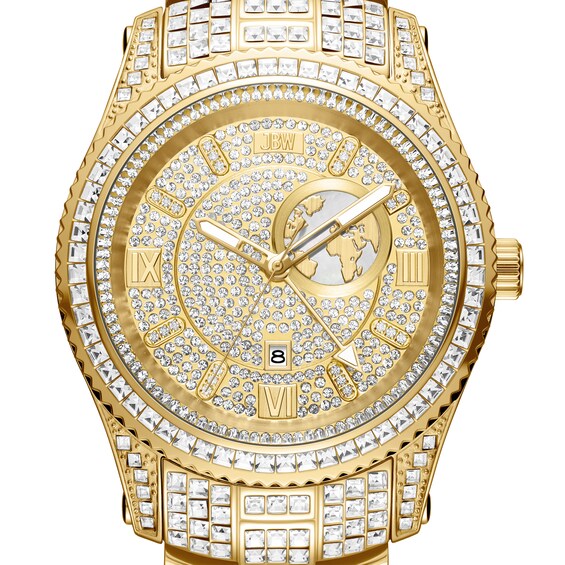 Men's Jbw® Jet Setter GMT 18K Gold-Plated Stainless Steel Watch with Gold-Tone Dial (Model: J6412A)