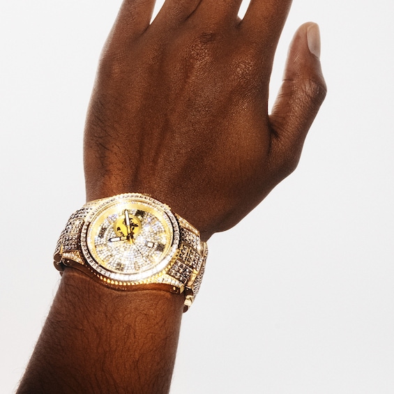 Men's Jbw® Jet Setter GMT 18K Gold-Plated Stainless Steel Watch with Gold-Tone Dial (Model: J6412A)