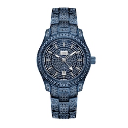 Men's JBW® Jet Setter Blue IP Stainless Steel Bracelet Watch with Navy Blue Crystal Dial (Model: J6413A)